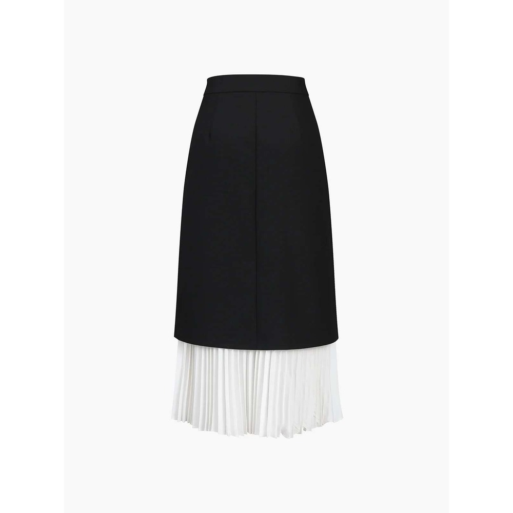 COMMENSE Black White Two Tone Pleated High Waist Midi Skirt XS US 2 NWT - Picture 5 of 11
